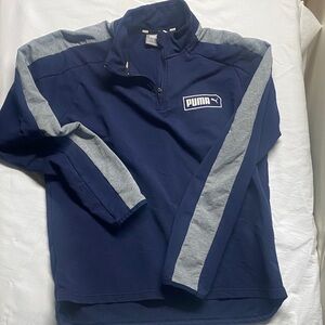 Puma Blue and Gray Quarter-Zip Sweatshirt